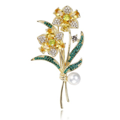 Fashion Glitter Flowers Rhinestone Sparking Sweet Brooches for Girls Elegant Floral Pins Jewelry for Women Ladies Accessories