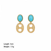 Fashion Blue Turquoise Tiger Eye Stone Drop Earrings for Girls Vintage Jewelry for Women Ladies Wholesale China Factory Bulk