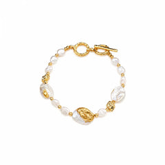 Fashion Baroque Freshwater Pearl Bracelets for Girls Elegant 18K Gold Flower Jewelry for Women Ladies Wholesale Bulk Luxury