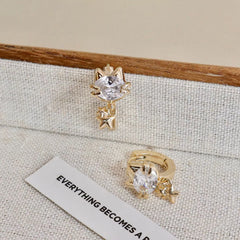 Female Heart Circle Flower Decorative Small Hoop Drop Earring Fashion Sequined Charms Luxurious Wholesale Jewelry Accessories