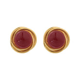High-end Stud Earrings Retro Court Style Ancora Red Wine Pearl Earrings Elegant Fashion Light Luxury Earrings for Festive Party