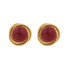 High-end Stud Earrings Retro Court Style Ancora Red Wine Pearl Earrings Elegant Fashion Light Luxury Earrings for Festive Party