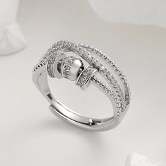Multi-layer Cross Rotating Rings Zircon Lucky Bead Stress-relief Open Rings Women Fashion Accessories Wholesale InstaStyle