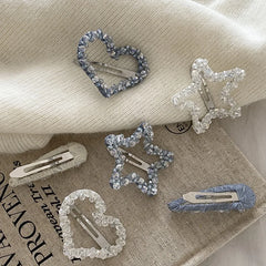 Fashion Luxurious Heart Star Glitter Hair Clips for Girls Elegant Sweet Snap Clips for Women Ladies Hair Accessories Chic