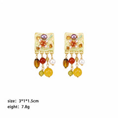 Fashion Red Agate Natural Stone Crystal Drop Earrings or Girls Tassel 18K Gold Jewelry for Women Ladies Wholesale China Supplier