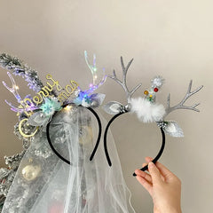 2025 Christmas Rein Deer Hair Band for Baby Girls Glitter Elegant Fashion Head Band for Kids Children Hair Accessories in Stock