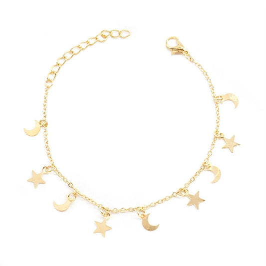 Fashion Star Moon Simple Minimalistic Sweet Bracelets for Girls Trendy Stylish Glamorous Jewelry for Women Ladies Accessories