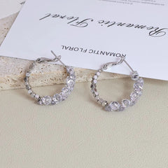 Female Hot Sale Rhinestone Small Hoop Earring Fashion Elegant Chic Luxurious Charms Glitter Bulk Jewelry Accessories for Causal