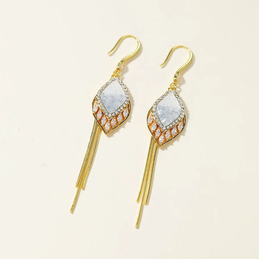 Fashion Luxury Tassel Dainty Drop Earrings for Girls Elegant Charms Art Deco Jewelry for Women Lady Accessories Chinese Supplier