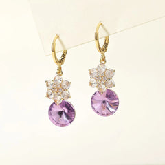 Fashion Flower Glitter Rhinestone Drop Earrings for Girls Solid Color Jewelry for Women Ladies Bijuterias Wholesale Chic