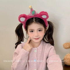 Sweet Cute Fashion Animals Bear Head Bands for Baby Girls Trendy Fluffy Kawaii Hair Bands for Kids Children Hair Accessories