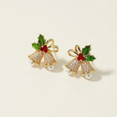 Women Purple Butterfly Bell Rhinestone Small Stud Earring Fashion Glitter Bulk Order High Quality Jewelry Accessories for Daily