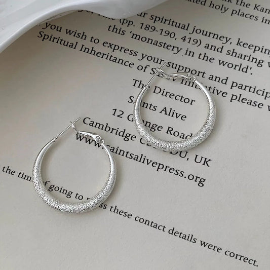 Simple Minimalistic Trendy Sweet Glitter Hoop Earrings for Girls Bold Glamorous Jewelry for Women Ladies Accessories Wholesale