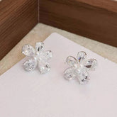 Sparkle Glitter Flower Imitation Pearl Stud Earrings for Girls Floral Sweet Elegant Jewelry for Women Ladies Accessories