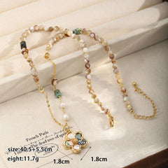 Fashion Natural Stone Shell Glass Pearl Flower Beads Pendent Necklaces for Girls Jewelry for Women Ladies Wholesale Bulk