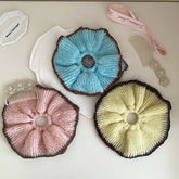 Women Solid Color Oversized Warm Yarn Thick Thin Hair Scrunchies Fashion Simple Customized in Stock Female Hair Ties Accessories