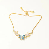 Fashion Trendy Butterfly Flower Floral Glitter Rhinestone Necklaces for Girls Elegant Charms Jewelry for Women Lady Accessories