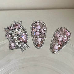 Women Pink Rhinestone Imitation Pearl Hair Clips Fashion Sweet Sparking Customized in Stock Wholesale Snap Clips Accessories