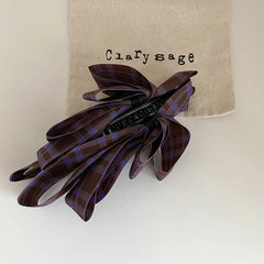 Fashion Elegant Graceful Bowknot Hair Clips for Girls French Style Plaid Banana Clips for Women Ladies Hair Accessories in Stock