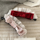 Fashion Bowknot Lace Velvet Durable Hair Clips for Girls Trendy Stylish Banana Clips for Women Ladies Hair Accessories Chic