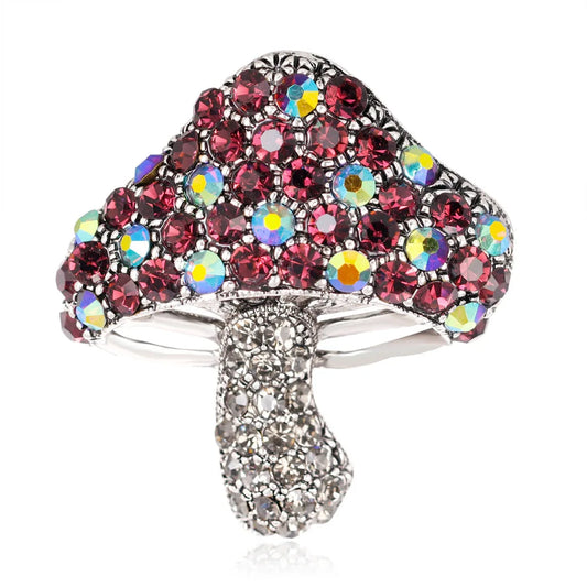 Fashion Glitter Sparkle Mushroom Sweet Brooches for Girls Trendy Stylish Elegant Jewelry for Women Ladies Accessories Wholesale