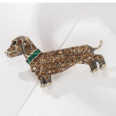 Fashion Glitter Sparkle Sweet Trendy Animals Dog Dachshund Brooches for Girls Trendy Luxury Pins Jewelry for Women Ladies