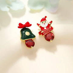 Women Christmas Festival Style Bell Father Christmas Small Stud Earring Fashion Chic Cute Wholesale Jewelry Accessory for Daily
