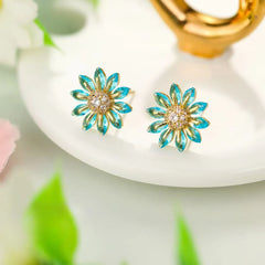 Women Flower Shape New Design Small Rhinestone Stud Earring Fashion Trendy Sparking Wholesale Jewelry Accessories for Daily Use