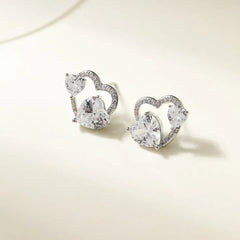 Women Rabbit Heart Shape Small Silver Fashion Stud Earring Trendy Chic Cute Cartoon High Quality Bulk Order Jewelry Accessories
