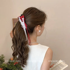 Fashion Ribbon Bowknot New Year Hair Clips for Girls Sweet Elegant Cute Banana Clips for Women Ladies Hair Accessories in Stock