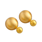 Metal Brushed Double Ball Stud Earrings Women Fashion High-end Personalized Earrings European and American Ear Accessories Bulk
