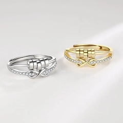 Best-selling Love Rotating Rings 8-shaped Micro-inlaid Zircon High-end Anxiety Luck Bead Ring for Unisex Accessories Wholesale