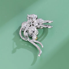Fashion Glitter Lucky Elegant Plants Rhinestone Brooches for Girls Elegant Simple Pins Jewelry for Women Ladies Accessories