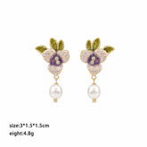 Fashion Flower Pearl Elegant French Style Drop Earrings for Girls Sweet Jewelry for Women Ladies Wholesale China Manufacturer