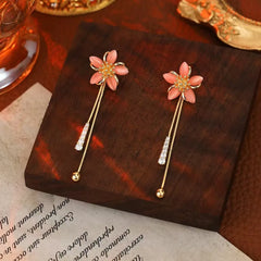 Women Orange Gold Silver Flower Dangle Earring Fashion Elegant Simple New Design Bulk Order Jewelry Accessories for Ladies Daily