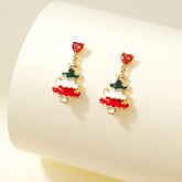 2025 Christmas Tree Santa Claws Trendy Drop Earrings for Girls Cute Sweet Fashion Jewelry for Women Ladies Accessories Bulk