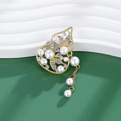 Fashion Glitter Imitation Pearl Elegant Gourd Brooches for Girls Sweet Glitter Sparking Pins Jewelry for Women Ladies Accessory