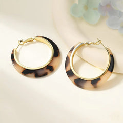 Simple Classic Fashion Leopard Hoop Earrings for Girls Elegant Sweet Heart Shaped Hoop Earrings for Women Ladies Accessories