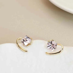 Cute Heart Shaped Glitter Rhinestone Sweet Stud Earrings for Girls Elegant Fashion Trendy Jewelry for Women Ladies Accessories