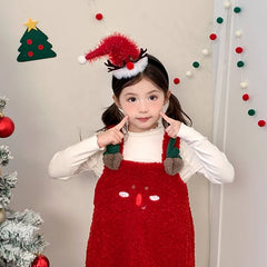 2025 Christmas Solid Color Classic Letter Hair Band for Baby Girls Sweet Fashion Deer Head Band for Kids Child Hair Accessories