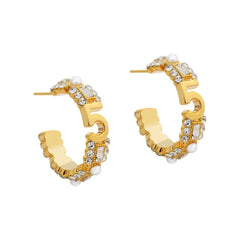 Fashionable Earrings Women Small Glitter Zircon Digital 5 Luxury High-end Unique Ear Ring for Daily Wear Ear Jewelry Accessory