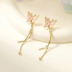 Fashion Butterfly Tassel Animals Glitter Drop Earrings for Girls Elegant Graceful Jewelry for Women Ladies Accessories Wholesale