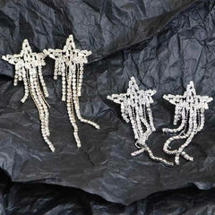 Female Star Bowknot Decorative Drop Earring Exaggerated Fashion Sparking Dainty Charms Bulk Jewelry Accessories for Women Daily
