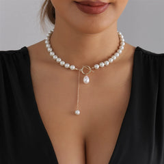 Fashion Elegant French Style Imitation Pearl Necklaces for Girls Sweet Glamorous Charms Jewelry for Women Ladies Accessories