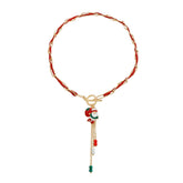 Fashion Christmas Santa Claws Link Necklaces for Girls Sweet Trendy Stylish Jewelry for Women Ladies Accessories Wholesale