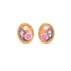 Ladies Drip Glaze Hand-Painted Graffiti 18k Gold-plated S925 Silver Flower Stud Earring Fashion Elegant Low MOQ in Stock Jewelry
