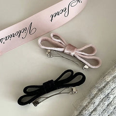 Women Solid Color Minimalistic Small Bowknot Barrette Fashion Elegant Vintage Customized Wholesale in Stock Hair Clips Accessory