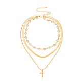 Fashion Cross Sweet Trendy Layered Wearing Necklaces for Girls Stylish Simple Minimalistic Jewelry for Women Ladies Accessories
