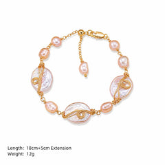 Fashion Baroque Pearl Freshwater Pearl 18K Gold Plated Jewelry Sets for Girls Elegant Bracelets Necklaces for Women Ladies