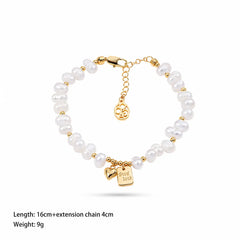 Fashion Freshwater Pearl Copper 18K Gold Luxury Bracelets for Girls Elegant Jewelry Handmade for Women Ladies Wholesale Bulk